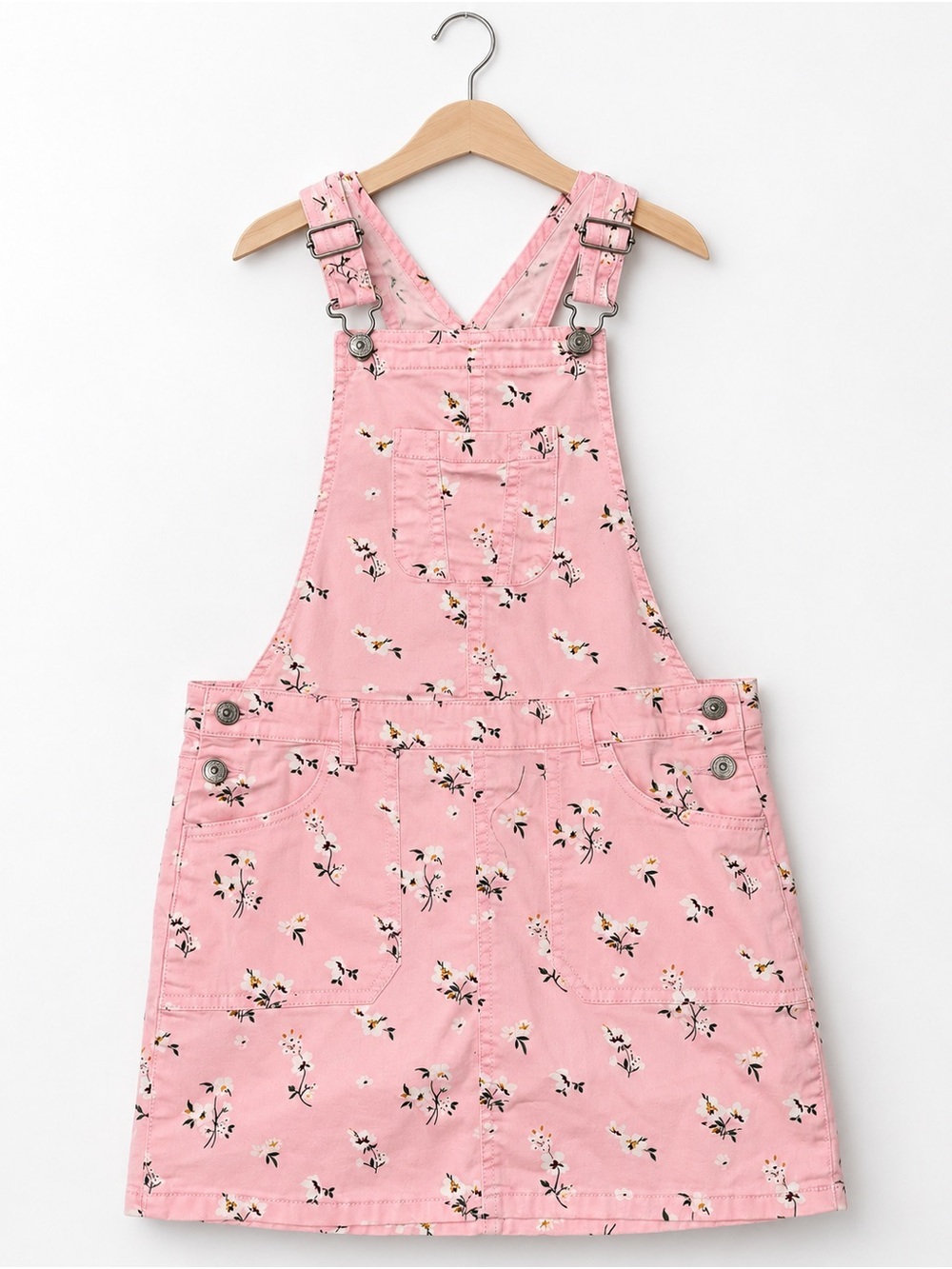 Arizona Jean Co Girls S 16 Pink Floral Skirtall Overall Dress Adjustable Straps